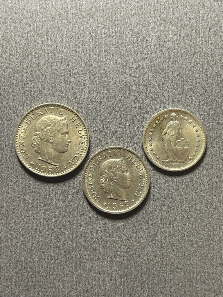 Read more about the article SWITZERLAND COINS LOT OF 3 COINS 20 Rappen  10 Rappen and 1/2 FRANC