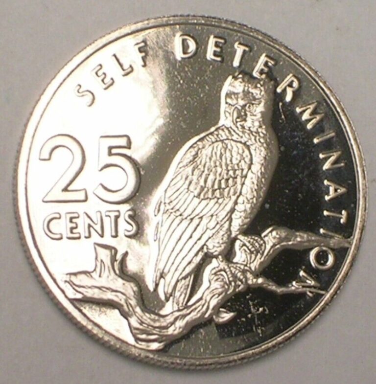 Read more about the article 1977 Guyana Guyanan 25 Cents Harpy Eagle Coin Proof