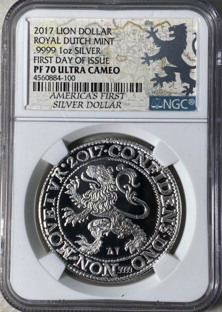 Read more about the article 2017 Netherlands Lion Dollar 1 oz Silver Proof NGC PF70 UC First Day of Issue