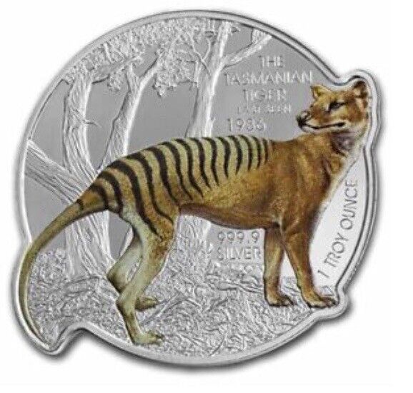 Read more about the article 2021 Solomon Islands $2 Tasmanian Tiger 1oz Proof-like Colored .9999 Silver Coin