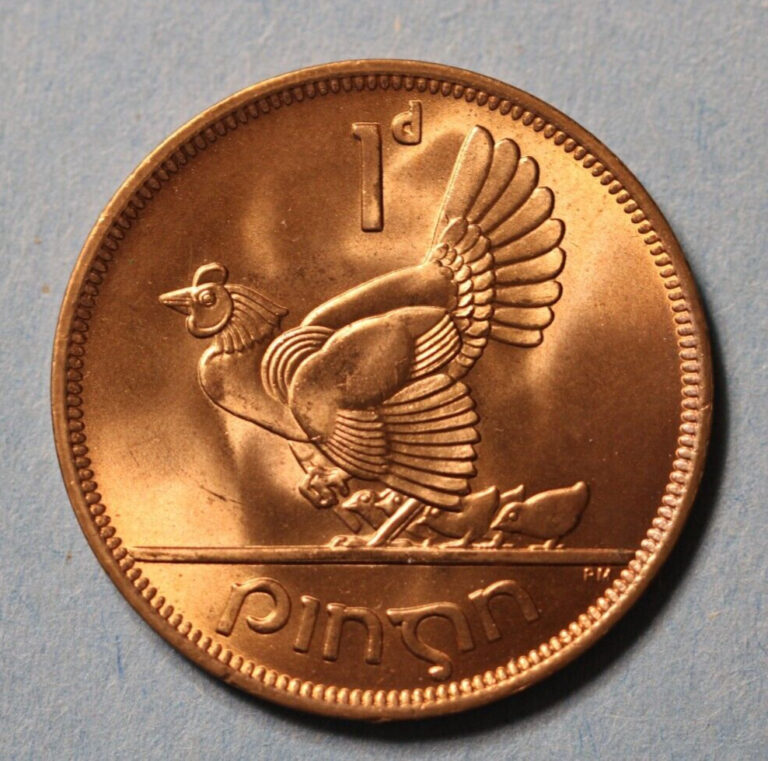 Read more about the article Ireland Republic Bronze 1968 Penny BU- Red   KM11