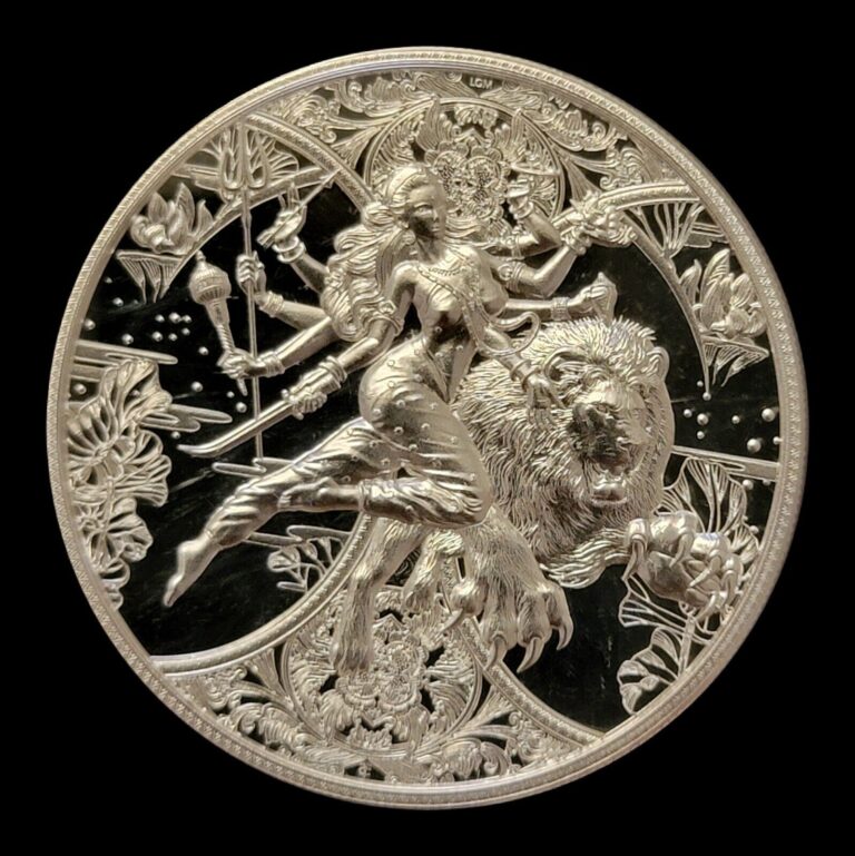 Read more about the article 2024 Cameroon Hindu Goddess Durga 1oz Silver High Relief BU Coin w/COA