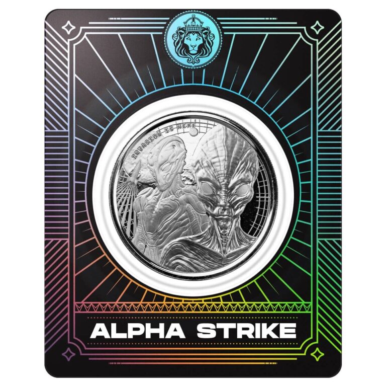 Read more about the article 2023 Ghana Alien Invasion 1 oz Silver Proof Like Coin In Alpha Strike Certi-Lock