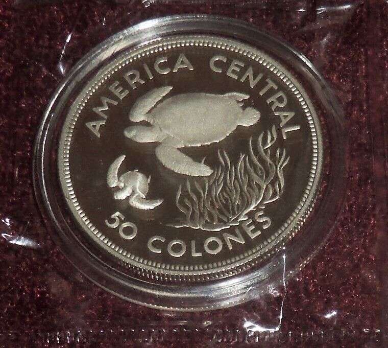 Read more about the article GEM FROSTY PROOF 1974 COSTA RICA SILVER SEA TURTLES 50 COLONES ~24 Gms. FREE S/H