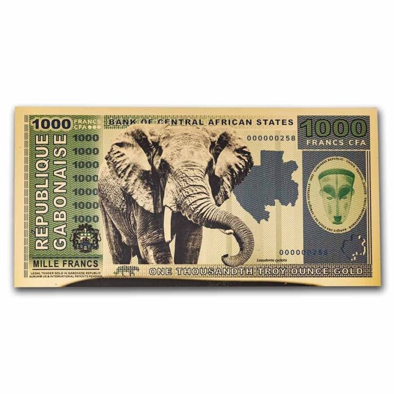 Read more about the article 2022 Republic of Gabon 1/1000 oz Gold Elephant Foil Note