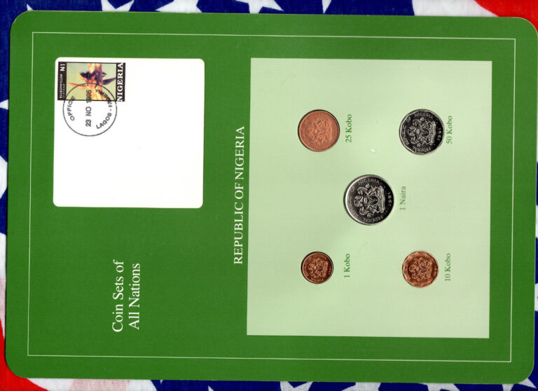 Read more about the article Coin Sets of All Nations Nigeria  1 Naira  50 25 10 1 Kobo 1991 UNC SCARCE