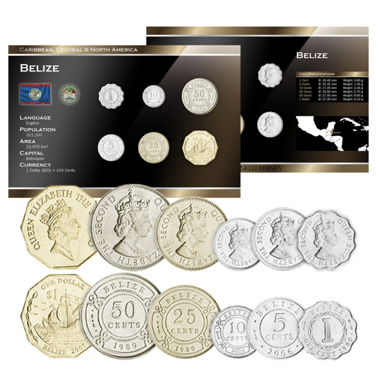 Read more about the article God Save The Queen Belize 6 Uncirculated Coins 1974-2010 1c 5c 10c 25c 50c $1