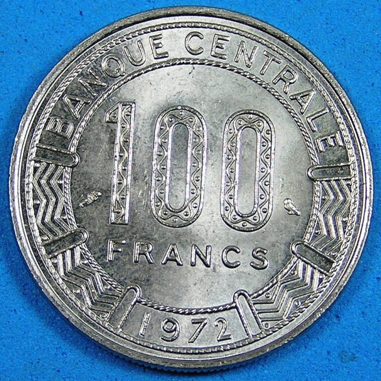 Read more about the article Gabon 100 Francs Nickel Coin  1972 Lustrous BU  Three Giant Eland  KM-12