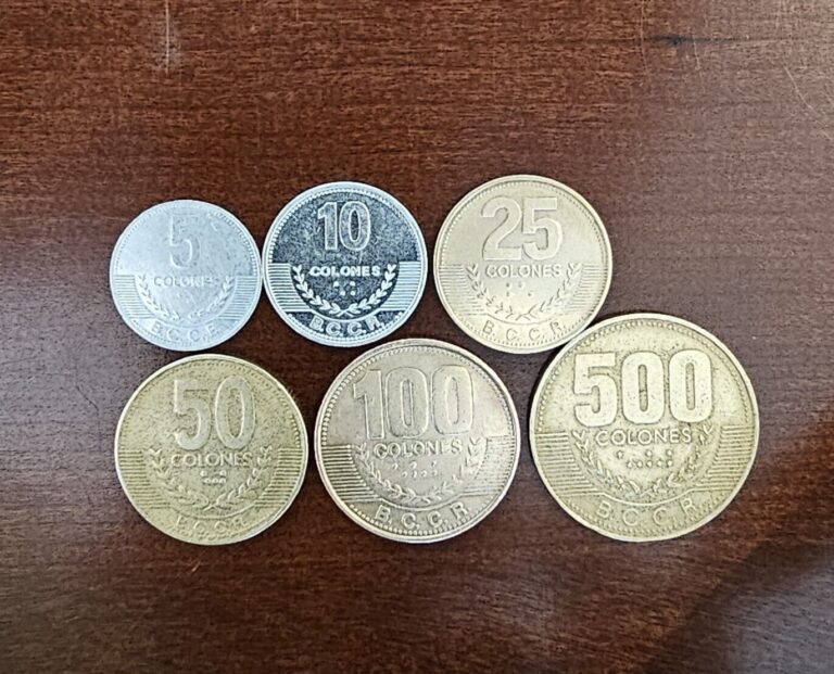 Read more about the article Costa Rica 6 Coins Set 5 10 25 50 100 500 Colones. Dates 1990-2012