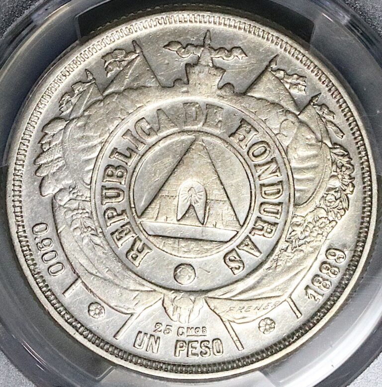 Read more about the article 1889/8 PCGS AU Honduras 1 Peso Overdate Standing Liberty Silver Coin (23111101C)