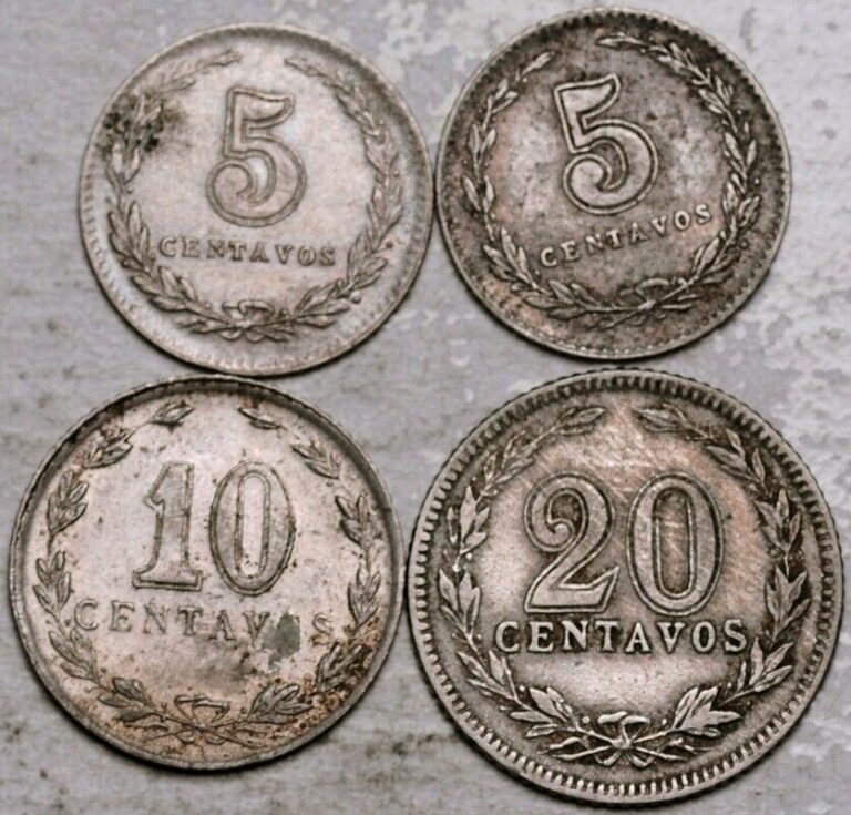 Read more about the article ARGENTINA LOT OF 4 COINS 5-10-20 CENTAVOS 1916 1929 1930 1934 (NICE GRADES!)