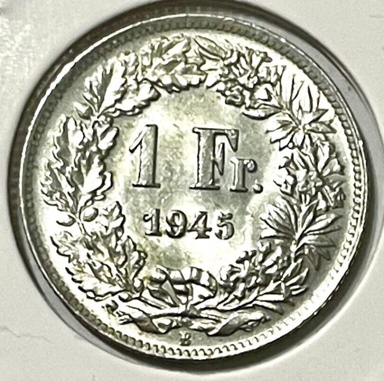 Read more about the article 1945 B SWITZERLAND 🇨🇭 1 Franc .835 Silver Coin ~ Uncirculated Gem 💎