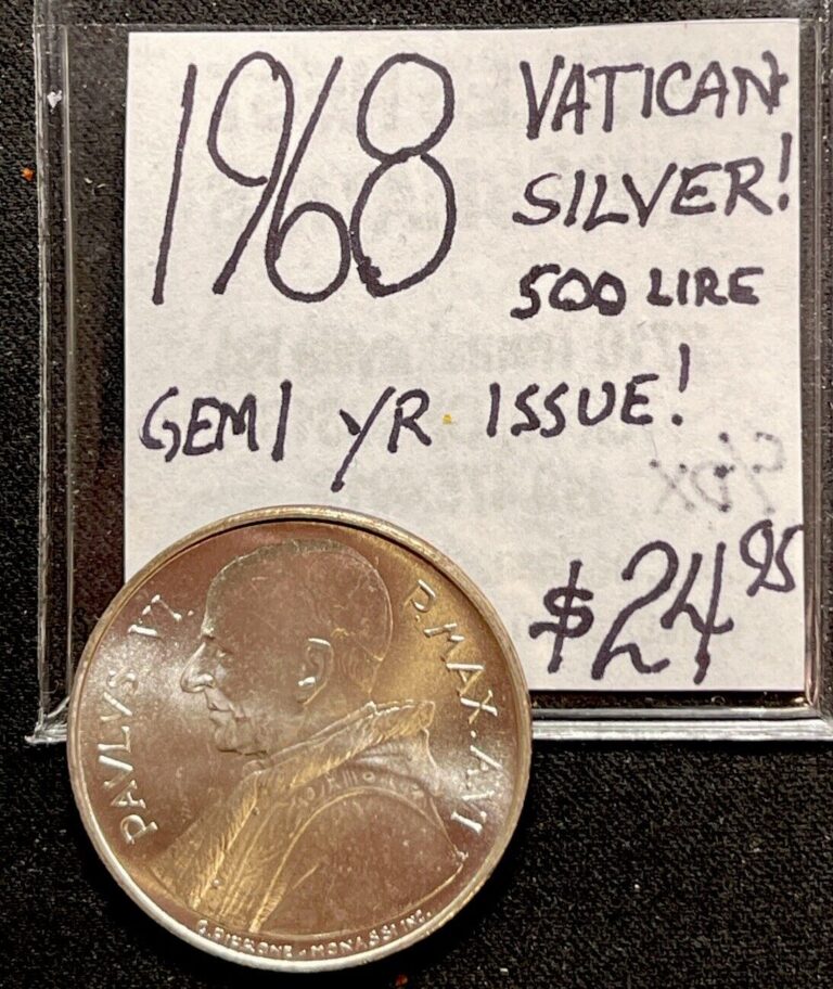 Read more about the article 1968   Vatican City  500 Lire Paul VI World Silver Coin. ENN Coins