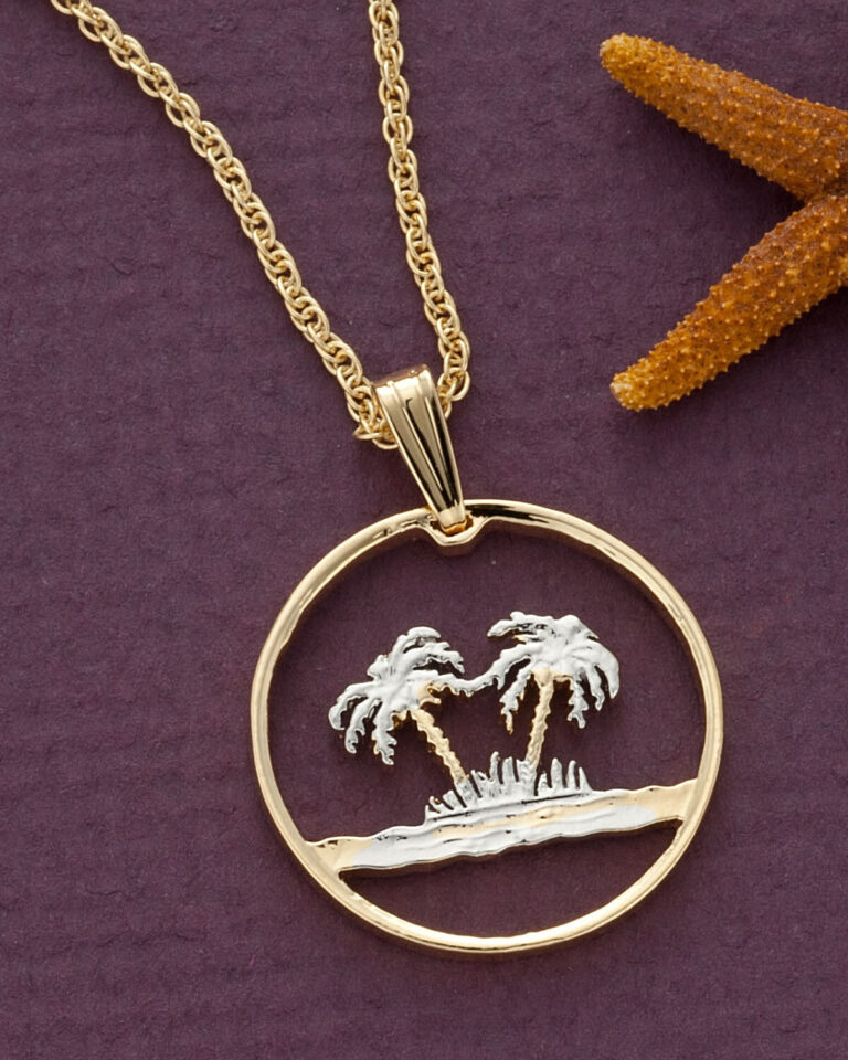 Read more about the article Palm Trees Pendant and Necklace Oman Coin Hand Cut 7/8″ diameter  ( # 582 )