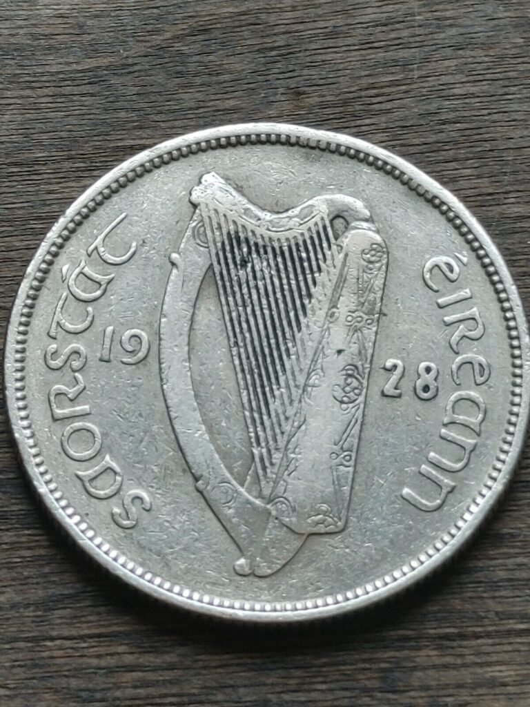 Read more about the article Original FINE 1928 Ireland Irish .750 Silver Florin Coin  w Holder Included