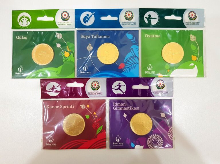 Read more about the article AZERBAIJAN SET 5 COPPER NICKEL COINS 1 MANAT BAKU 2015 FIRST EUROPEAN GAME B.UNC