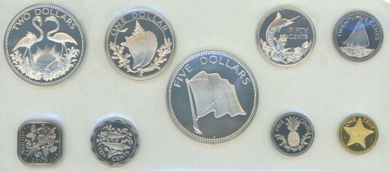 Read more about the article BAHAMAS 1974 Proof 9-Coin Set ‘Flora and Fauna’ 2.87oz.Silver  Incredible UNC