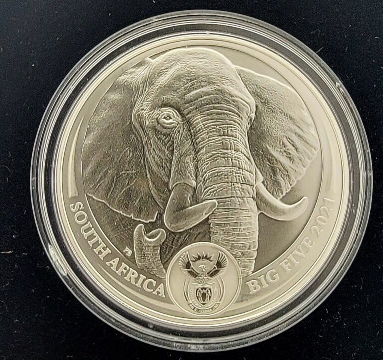 Read more about the article 2021 ELEPHANT SOUTH AFRICA BIG FIVE II 1 OZ SILVER COIN BU