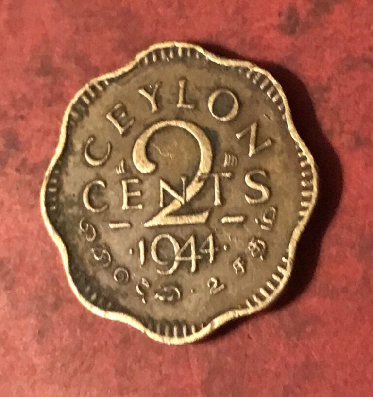 Read more about the article 1944 Ceylon 2 Cents King George Sri Lanka World One Year Type Coin