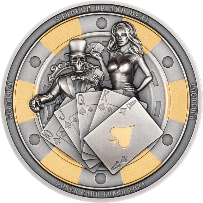 Read more about the article 2024 Palau Poker Card Guard 1 oz Silver Antiqued Gilded Coin