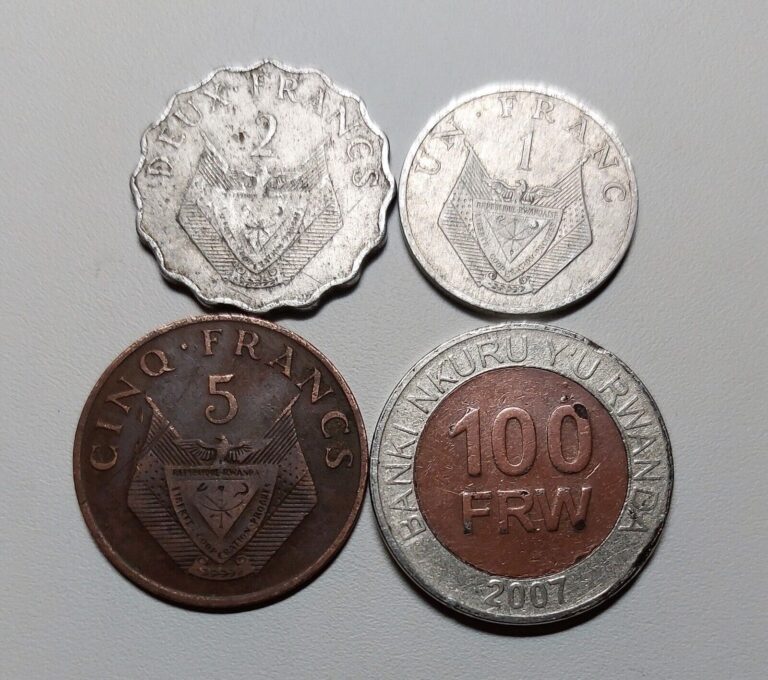 Read more about the article Rwanda 4 Coins Lot – 1  2  5 Francs + 100 Amafaranga (1970 – 2007)