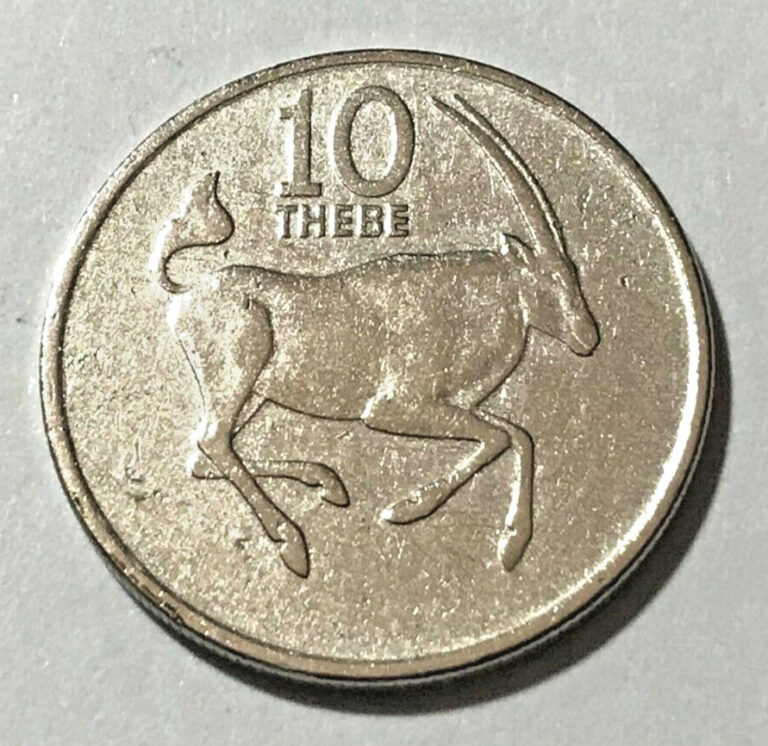 Read more about the article Botswana 10 thebe Coin Gemsbuck Oryx Gazelle Deer Animal Wildlife