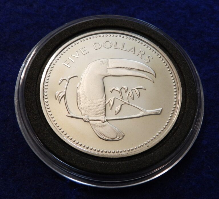 Read more about the article 1974 FM PROOF – Belize $5 Dollar  – Gorgeous Rare Toucan Silver Coin – See Pics