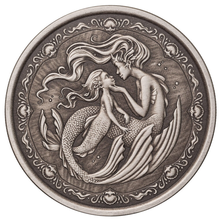 Read more about the article 2023 Samoa Mermaid Mother and Daughter Antiqued 1 oz Silver Coin in capsule