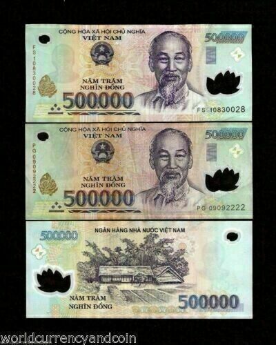 Read more about the article 1 Million Vietnamese Dong ( 500000 x 2 Pieces ) Vietnam 500 000 Currency # 1 VND