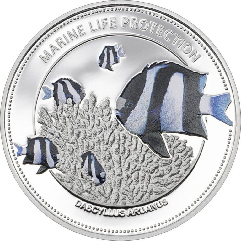 Read more about the article 25g Silver Coin 2015 Palau Marine Life Dascyllus aruanus White Tail Damselfish