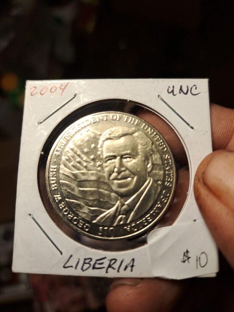 Read more about the article 2004..10$ Liberia Coin. Goerge Bush Uncirculated Coin