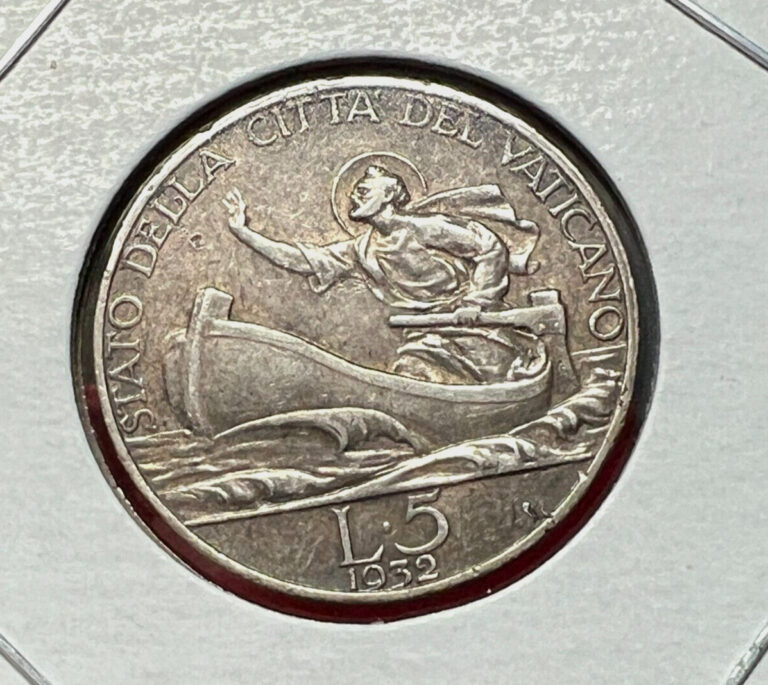 Read more about the article 1932 ITALY VATICAN SILVER 5 LIRA SCARCE COIN