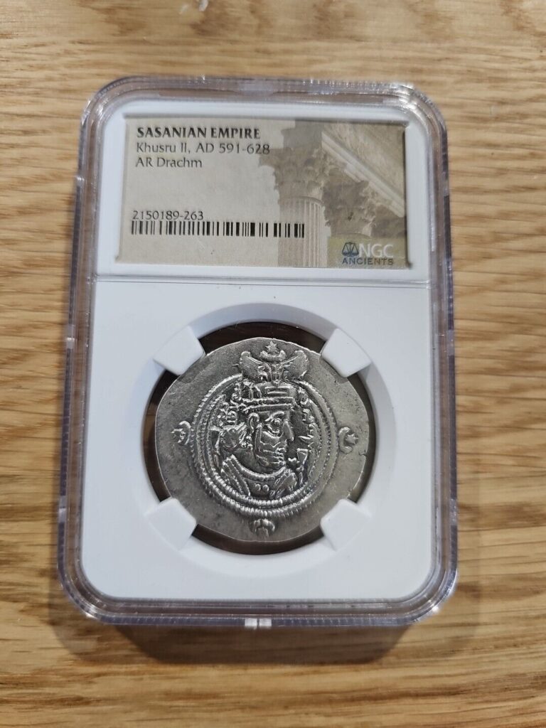 Read more about the article NGC Khusru II 591-628 AD Sasanian Empire Kingdom Silver Persian Drachm Coin