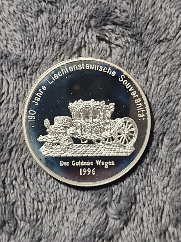 Read more about the article Liechtenstein 20 Euro 1996 190 Years Independence Golden Wagon Silver Valcambi