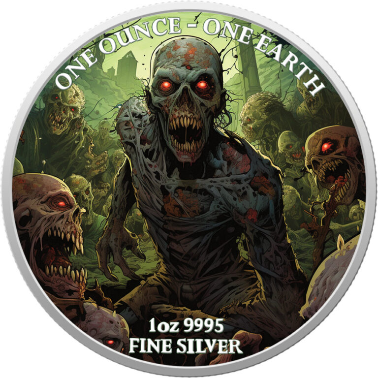 Read more about the article 2022 Fiji Earth 1 oz Silver Colored Coin Zombies (Type I) mintage 300