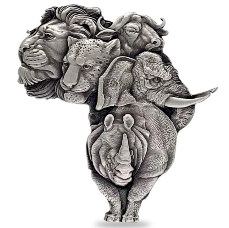 Read more about the article 2022 chad 1 oz silver big five africa shaped high releif silver coin