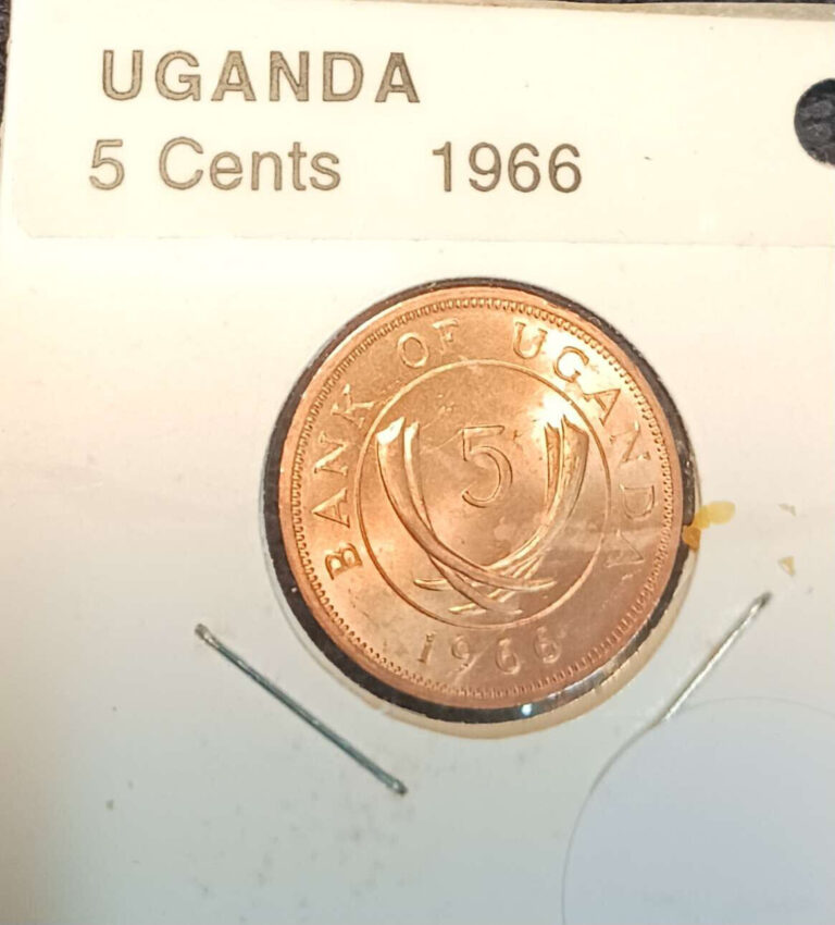 Read more about the article 1966 Uganda 5 Cents Bronze Coin BU