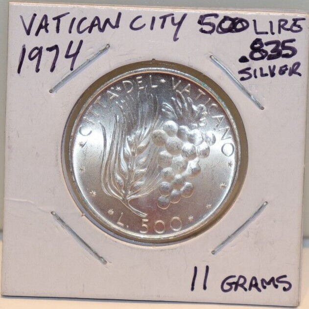 Read more about the article 1974 Vatican City 500 Lire Silver Coin Nice Unc