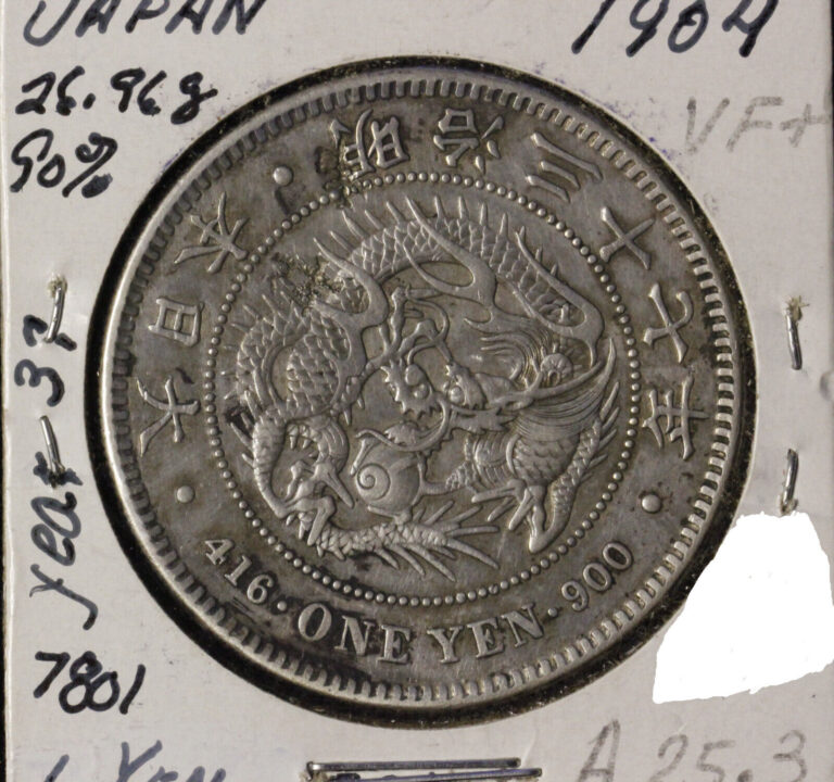 Read more about the article 1904 [yr 37]  Japanese Empire 1 Yen (Y# A25.3) .7801 ASW Silver!!!