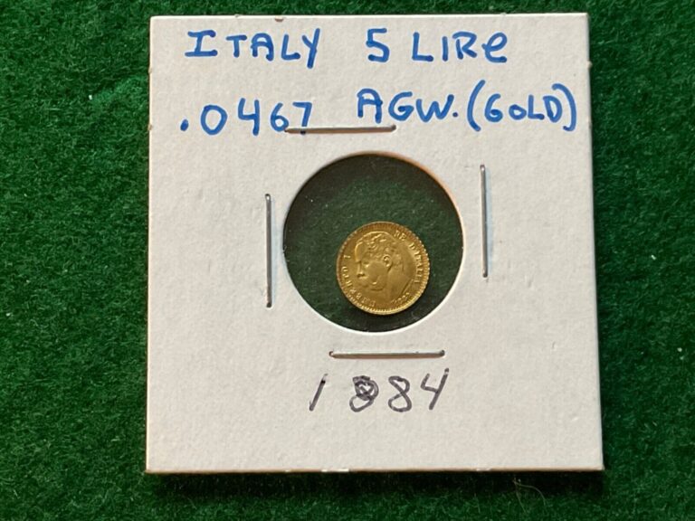 Read more about the article 1884 Italy 5 Lire Gold coin – TGD