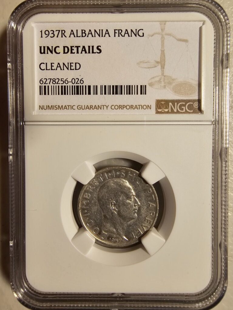 Read more about the article Albania 1 Frang 1937R NGC Unc Details