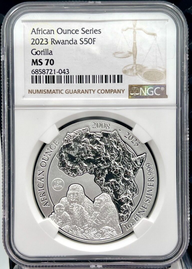 Read more about the article 2023 Rwanda 50 Francs Mountain Gorilla 1 oz .999 Silver Coin – NGC MS 70