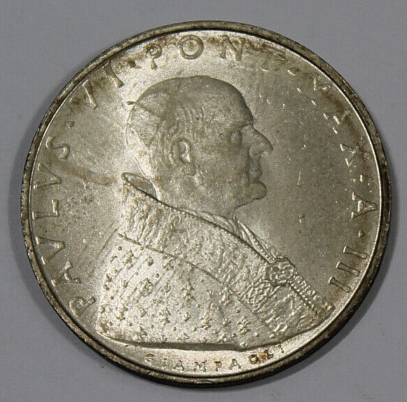 Read more about the article 1965 VATICAN CITY 500 Lire Paul VI Silver Coin .8350 Actual Coin Pictured
