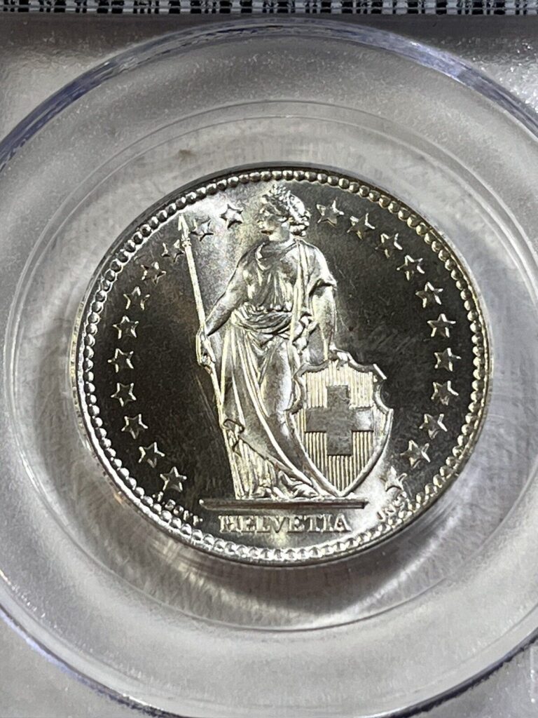 Read more about the article 1958-B Switzerland 2 Francs Silver Coin Graded MS 66 by PCGS Low Mintage