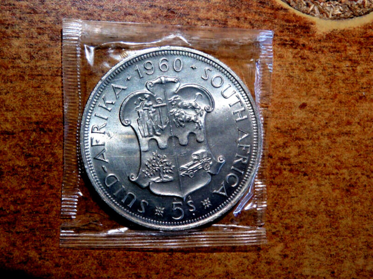Read more about the article Gem Brilliant Uncirculated 1960 SOUTH AFRICA 5 SHILLINGS SILVER CROWN COIN!  F1