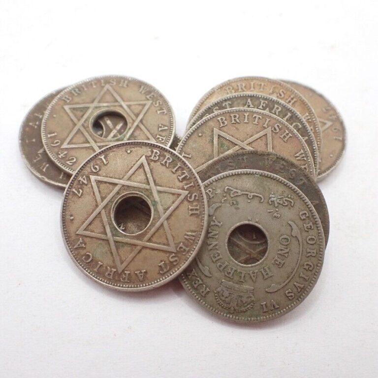 Read more about the article 11 pcs antique British WEST AFRICAN Nigeria 1 penny coins currency trade