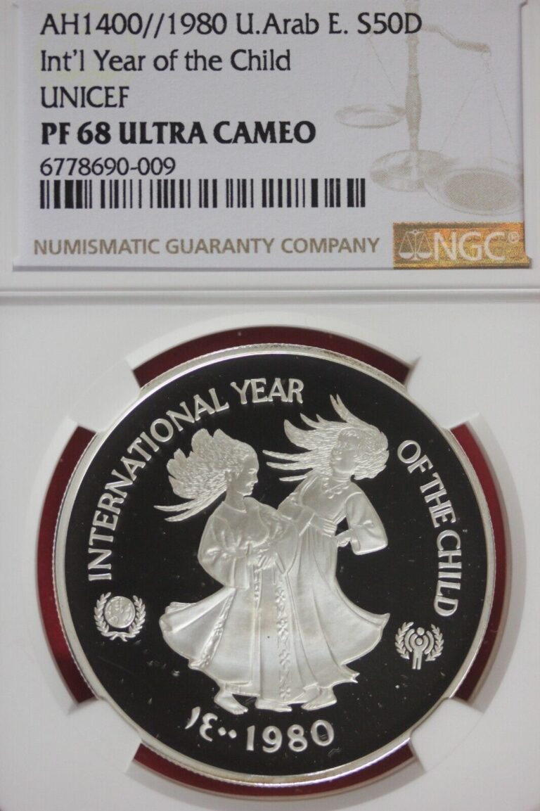 Read more about the article 1980 PF 68 United Arab Emirates Year Of The Child 50 D NGC Certified OCE 1335