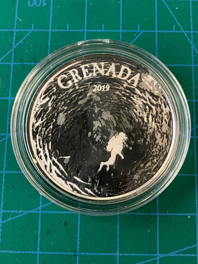 Read more about the article 2019 Grenada  1 oz 999 Fine Silver SCUBA DIVER Coin BU in capsule