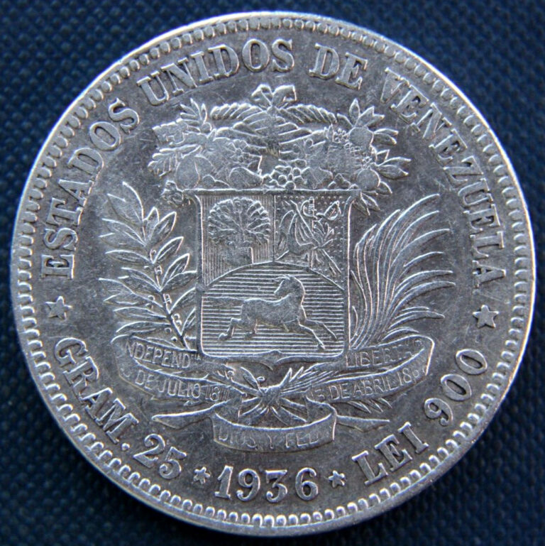 Read more about the article Venezuela  5 Bolivares  1956  silver coin  0.900
