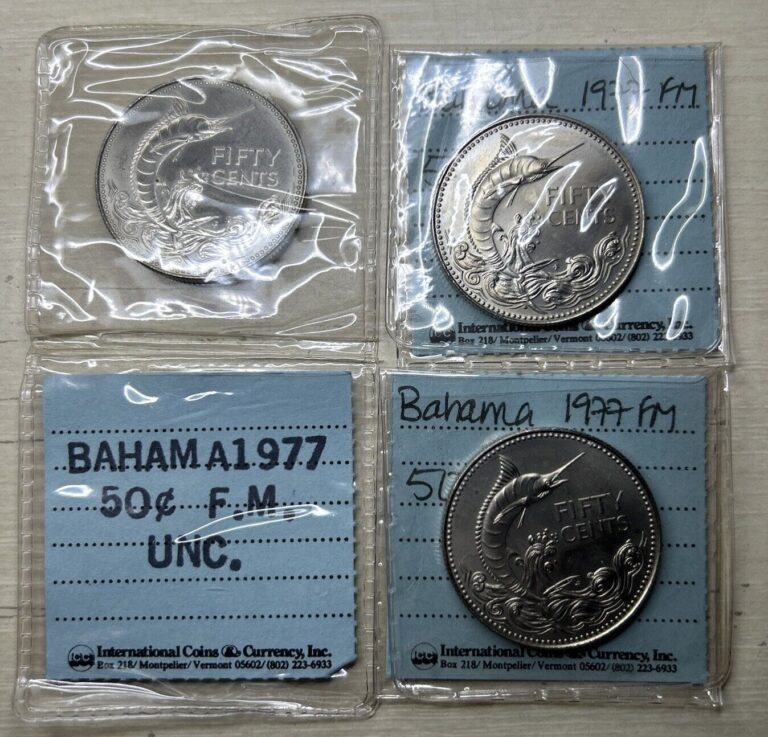 Read more about the article (Lot Of 3) WORLD Coin – 1977 Bahamas Islands 50 Cents – Silver Coin (1-UNC.)